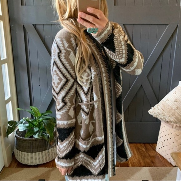New Aztec Tribal Boho Western Ski Montana Cardigan Sweater Southwest Coat - Picture 7 of 12